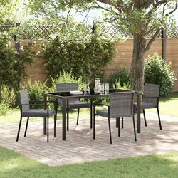 Garden Dining Set 5 Pieces Outdoor Furniture Steel Frame Rattan Chairs Table