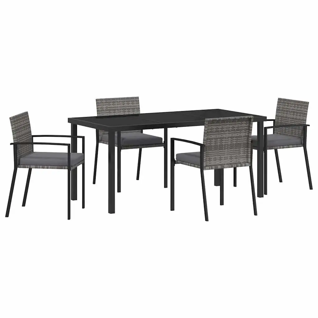 Garden Dining Set 5 Pieces Outdoor Furniture Steel Frame Rattan Chairs Table