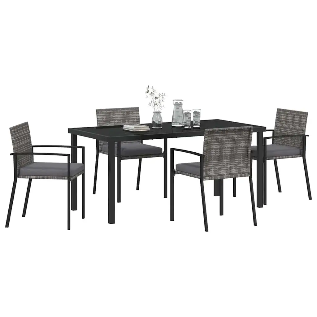 Garden Dining Set 5 Pieces Outdoor Furniture Steel Frame Rattan Chairs Table