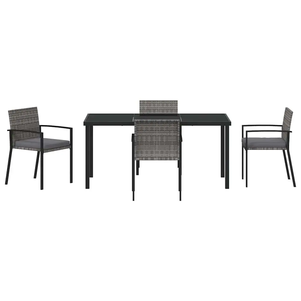 Garden Dining Set 5 Pieces Outdoor Furniture Steel Frame Rattan Chairs Table