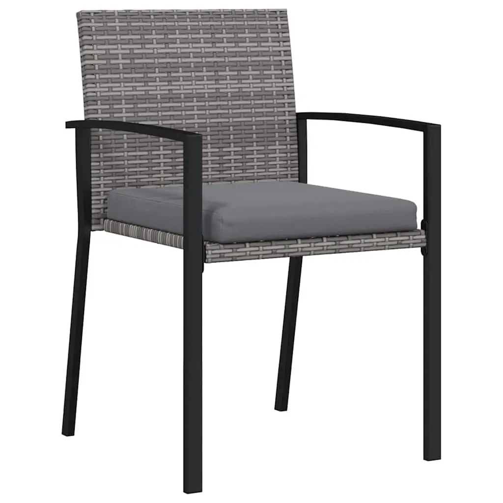 Garden Dining Set Grey 7 Pieces Outdoor Furniture Steel Frame Poly Rattan Seats