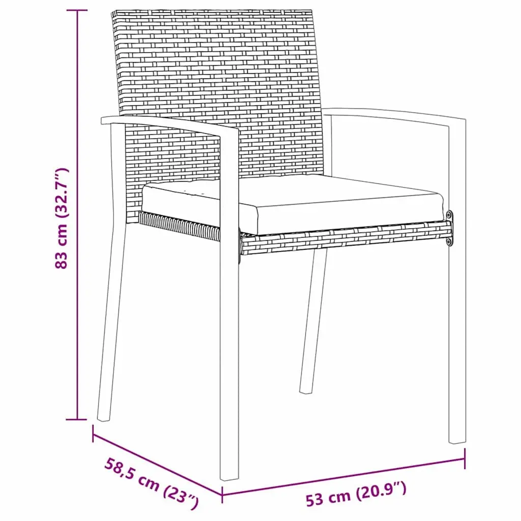 Garden Dining Set Grey 7 Pieces Outdoor Furniture Steel Frame Poly Rattan Seats