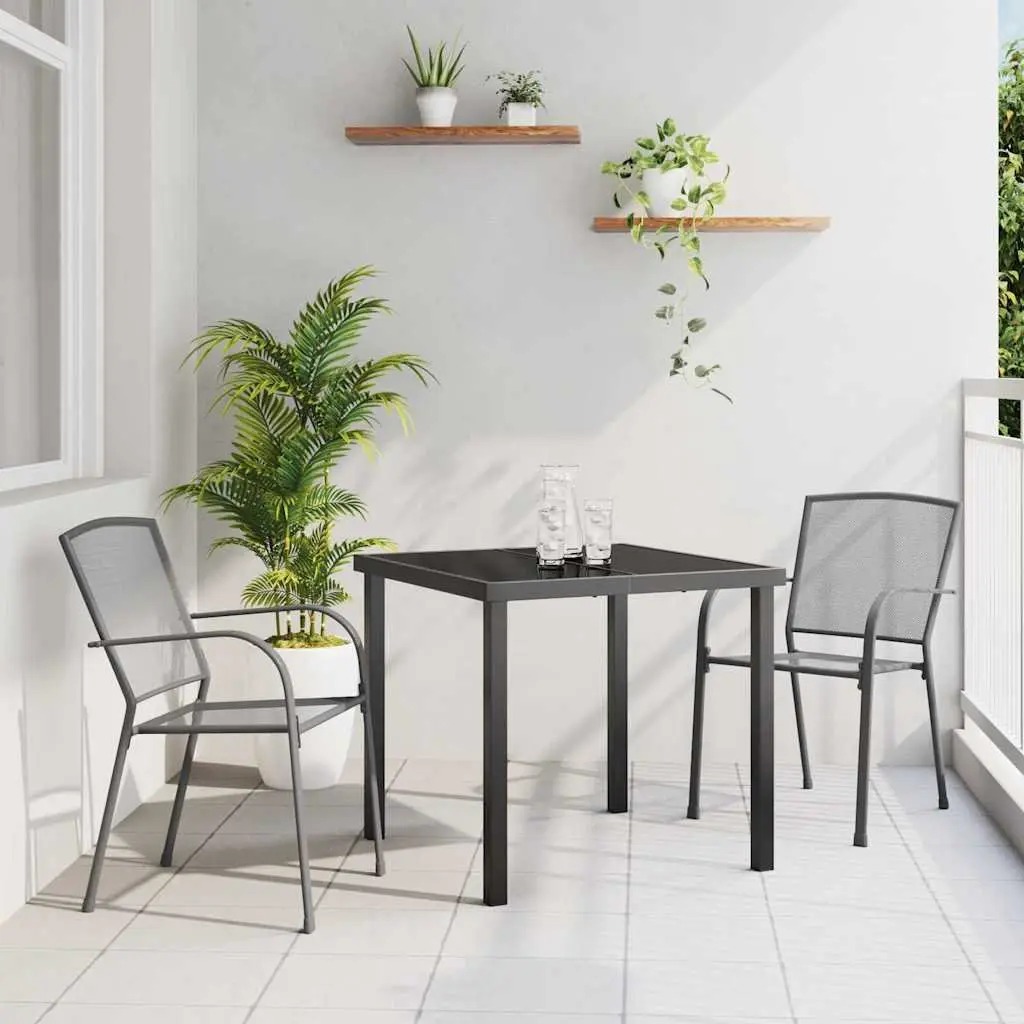 Garden Dining Set 3 Pieces Outdoor Furniture Anthracite Powder-Coated Steel