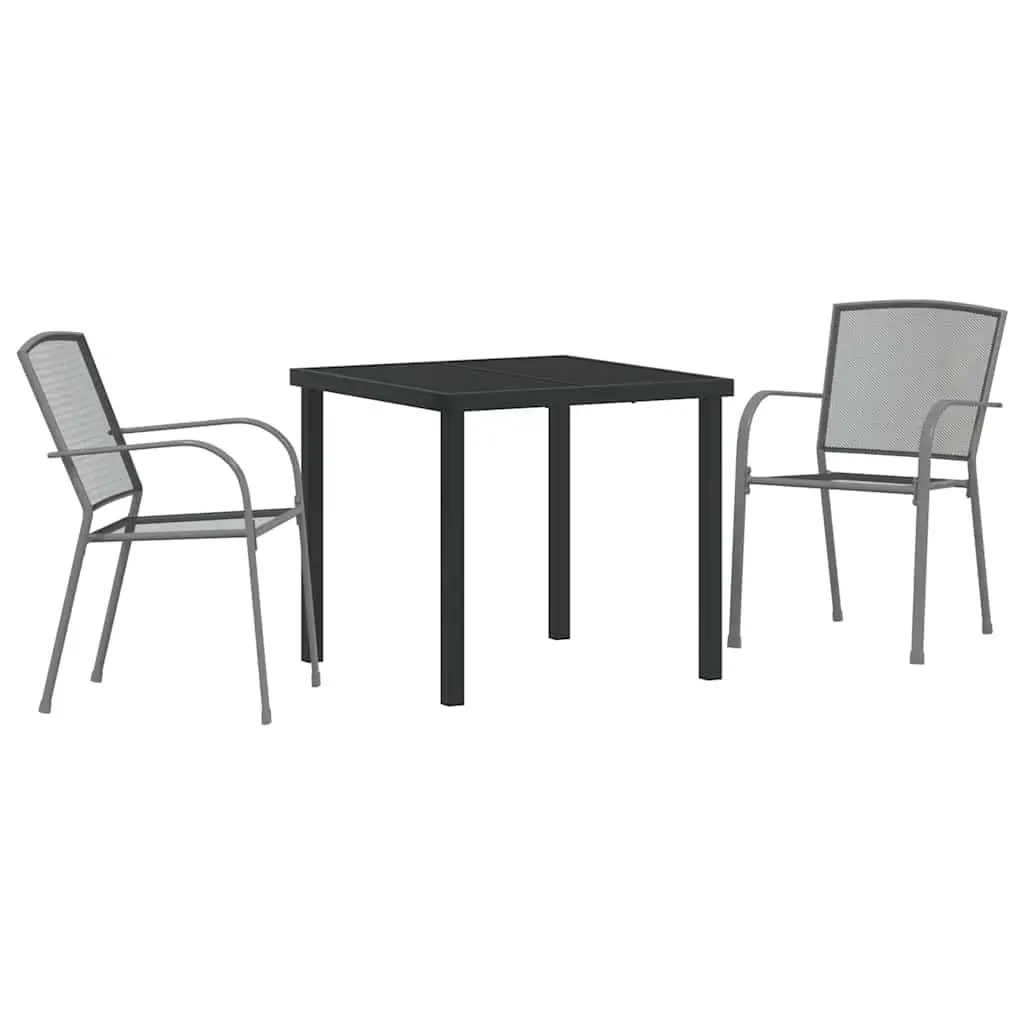 Garden Dining Set 3 Pieces Outdoor Furniture Anthracite Powder-Coated Steel
