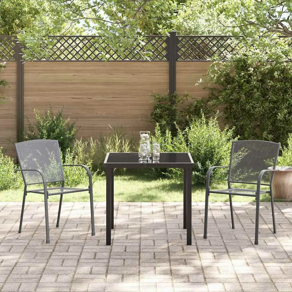 Garden Dining Set 3 Pieces Outdoor Furniture Anthracite Powder-Coated Steel