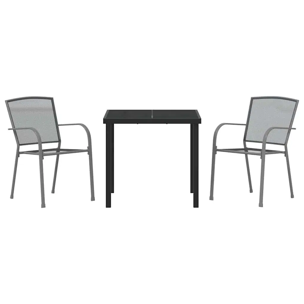 Garden Dining Set 3 Pieces Outdoor Furniture Anthracite Powder-Coated Steel