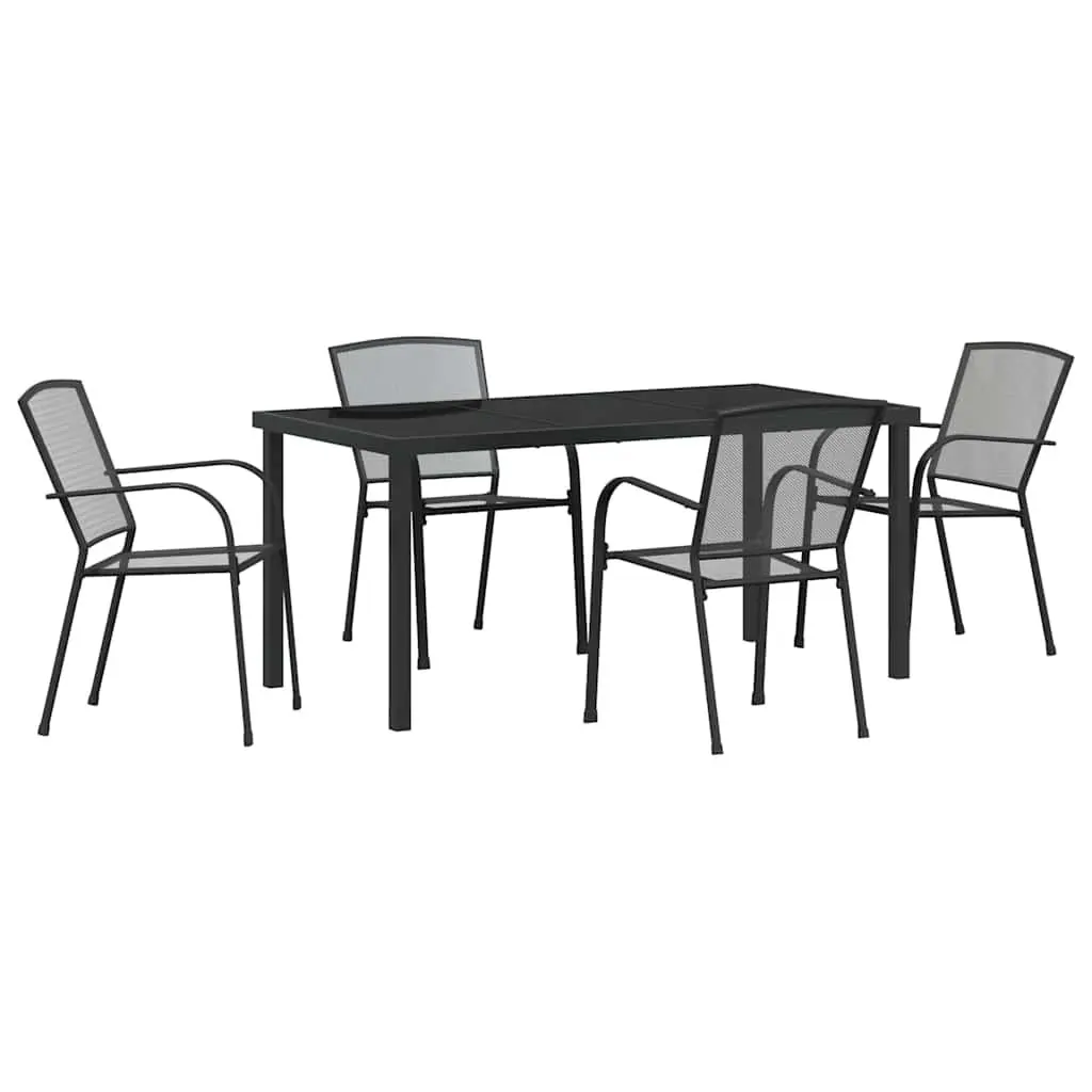Garden Dining Set 5 pcs Anthracite Rectangular Outdoor Furniture Steel Frame