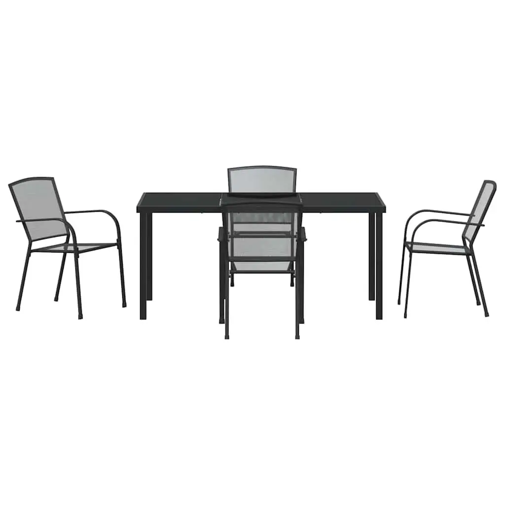 Garden Dining Set 5 pcs Anthracite Rectangular Outdoor Furniture Steel Frame