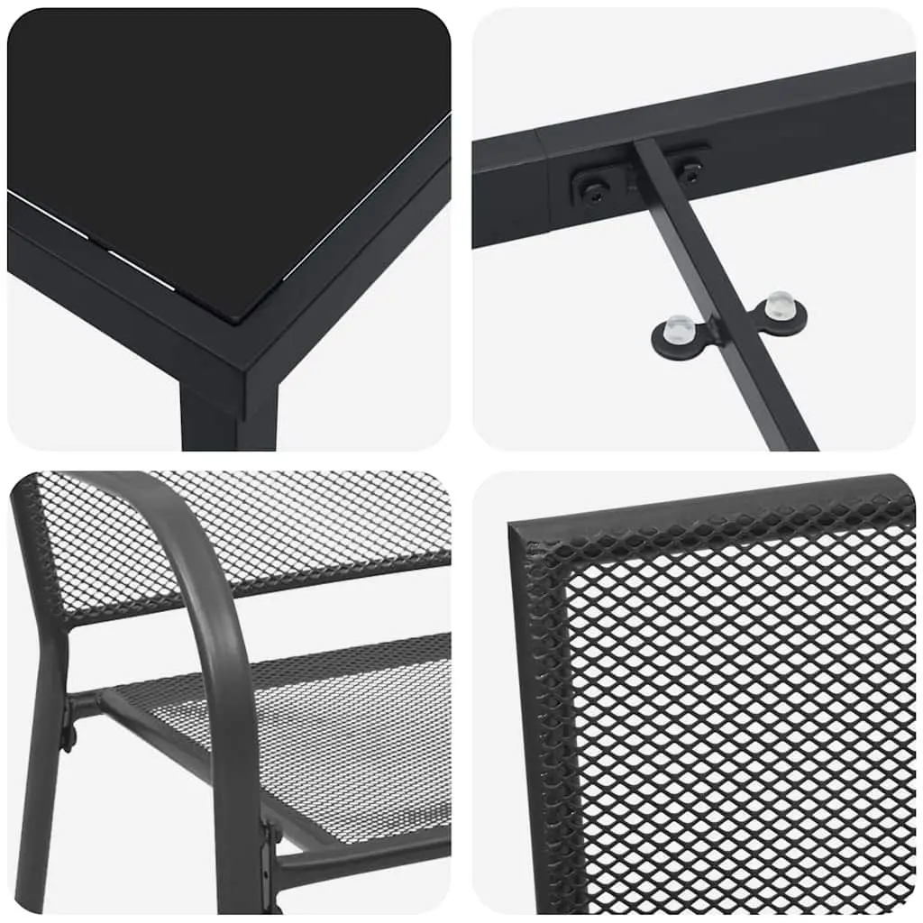 Garden Dining Set 5 pcs Anthracite Rectangular Outdoor Furniture Steel Frame