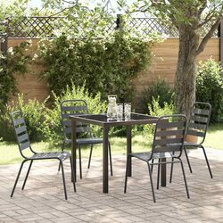 Concise Anthracite Steel Garden Dining Set, 5 Pieces