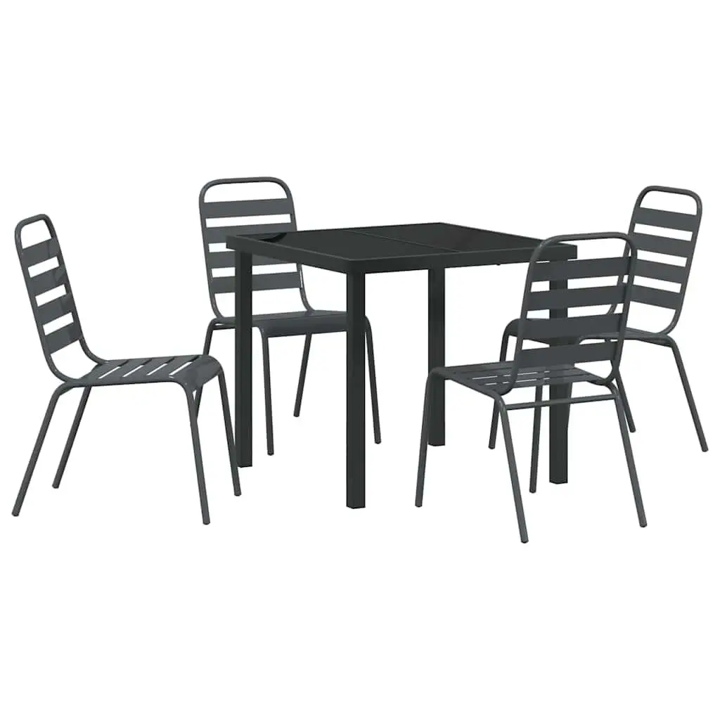 Garden Dining Set 5 Pieces Anthracite Steel Outdoor Furniture Patio Table Chairs