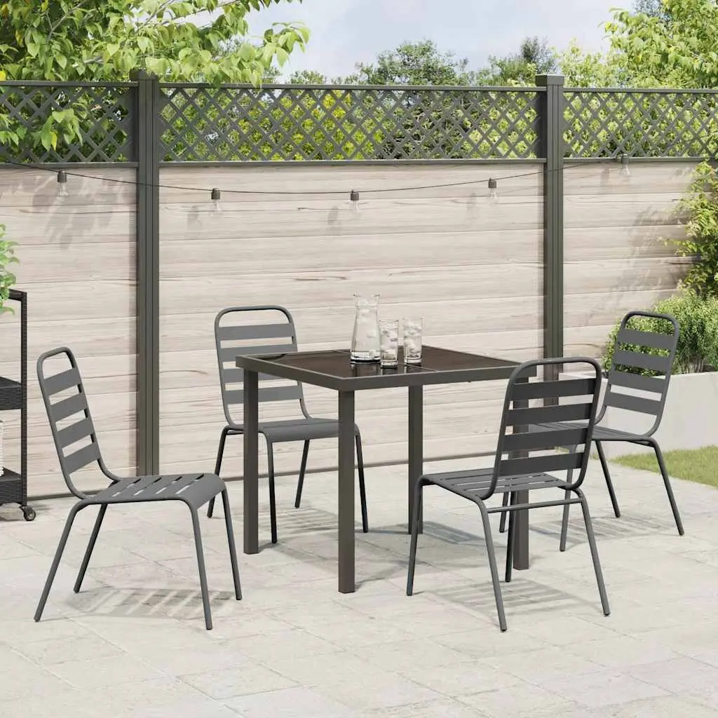 Garden Dining Set 5 Pieces Anthracite Steel Outdoor Furniture Patio Table Chairs