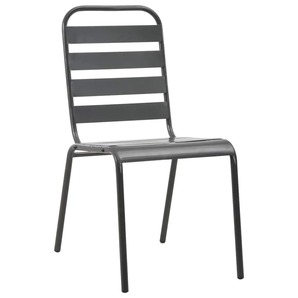 Garden Dining Set 5 Pieces Outdoor Furniture Steel Tempered Glass Table Chairs