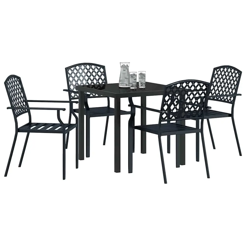 Garden Dining Set 5 Piece Outdoor Furniture Anthracite Steel Tempered Glass