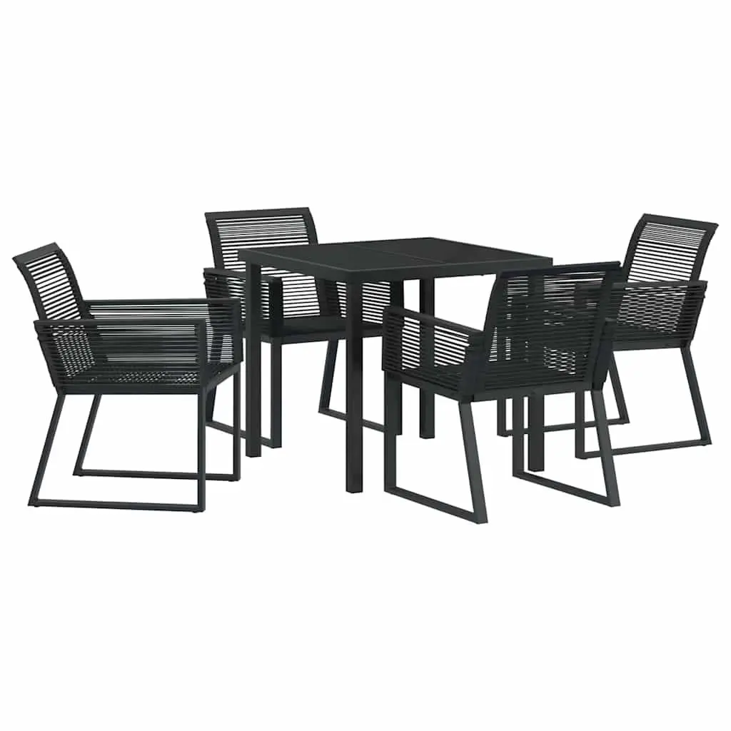 Garden Dining Set 5 Pieces Black Steel Outdoor Furniture Patio Table Chairs
