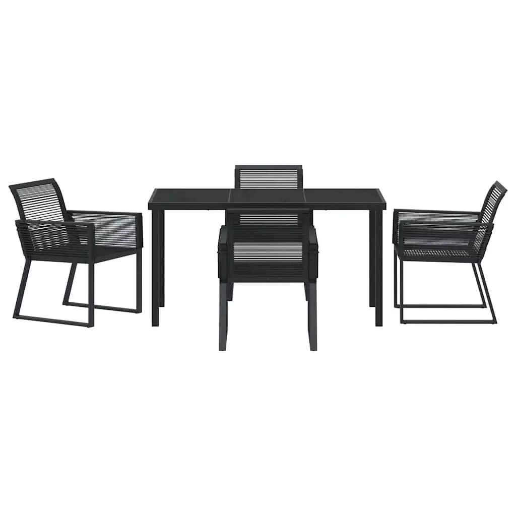 Garden Dining Set 5 Pieces Black Steel Frame Poly Rattan Outdoor Furniture