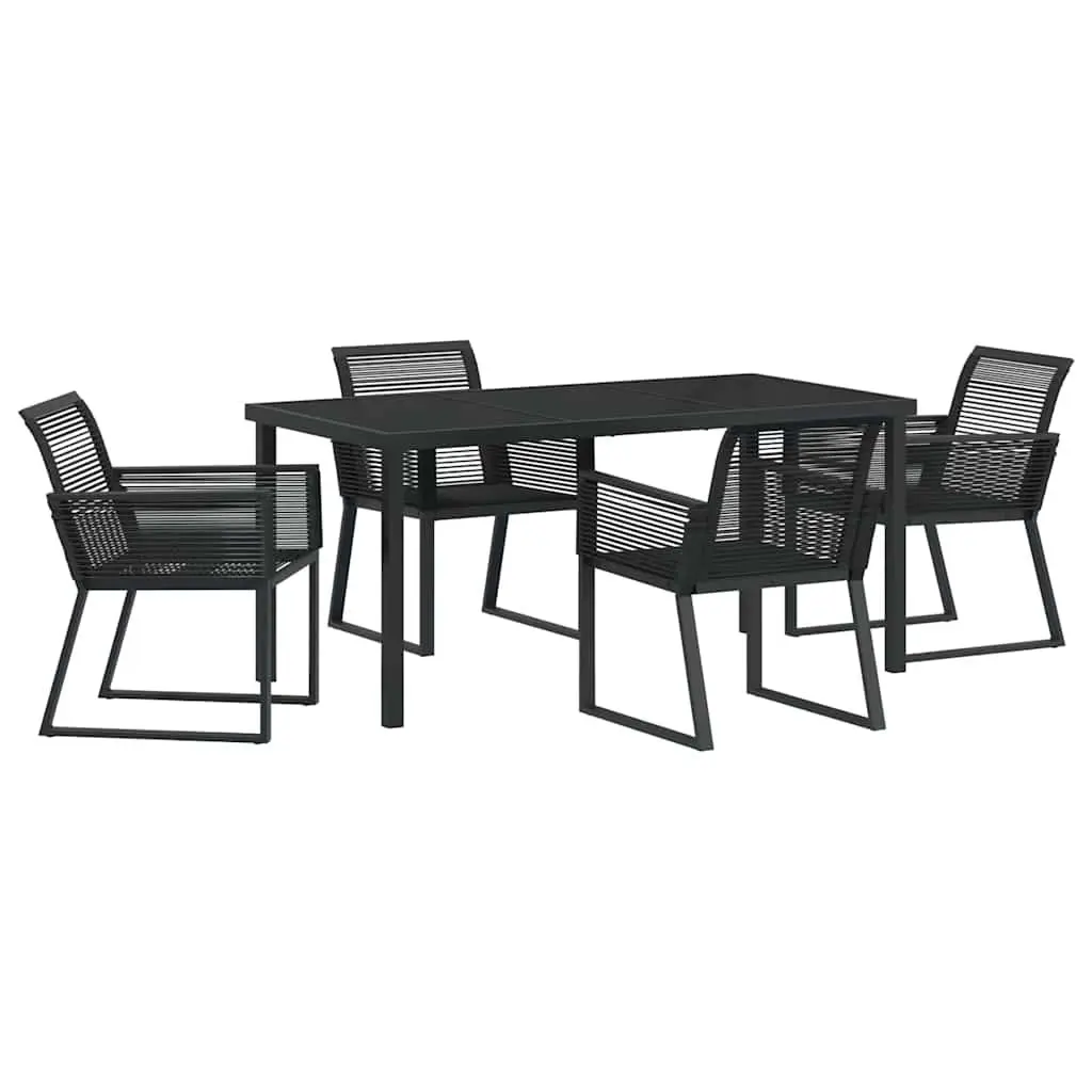 Garden Dining Set Black 5 Piece Modern Rectangular Outdoor Furniture