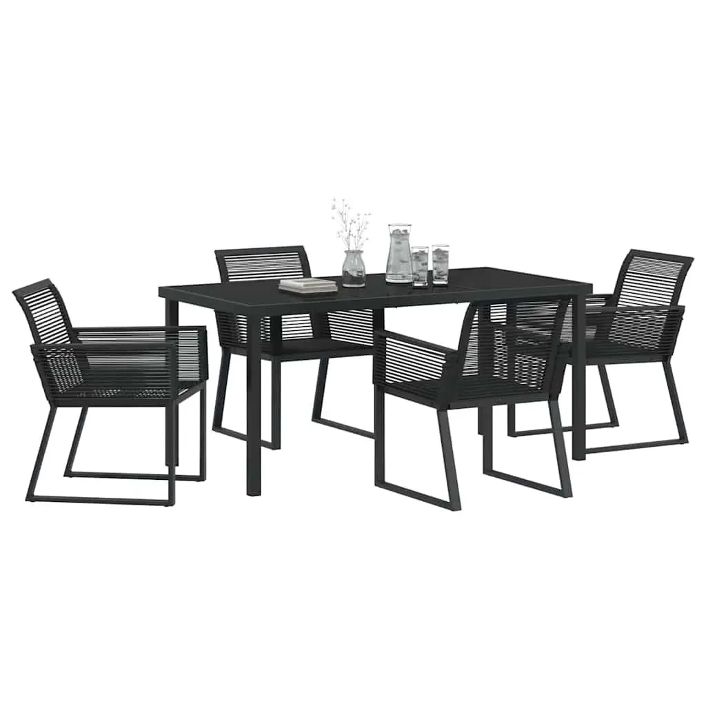 Garden Dining Set Black 5 Piece Modern Rectangular Outdoor Furniture