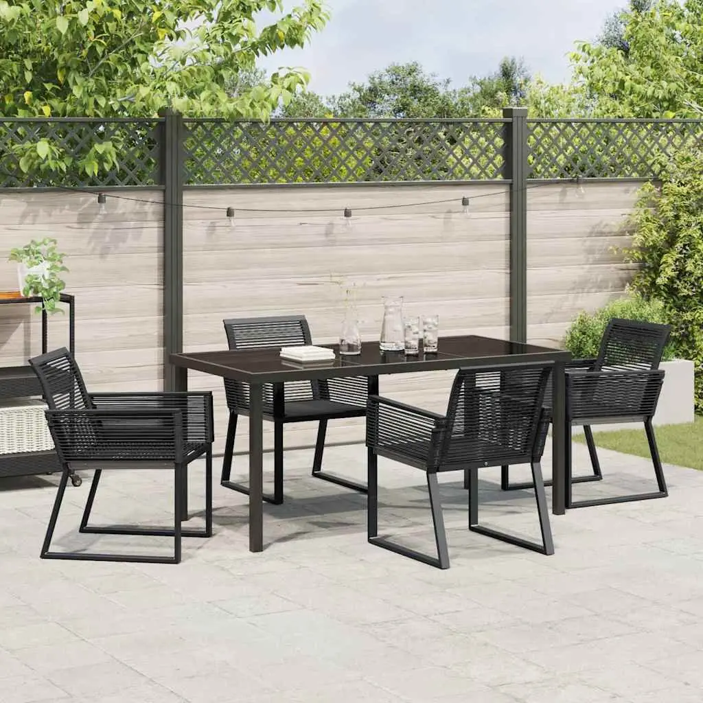 Garden Dining Set Black 5 Piece Modern Rectangular Outdoor Furniture
