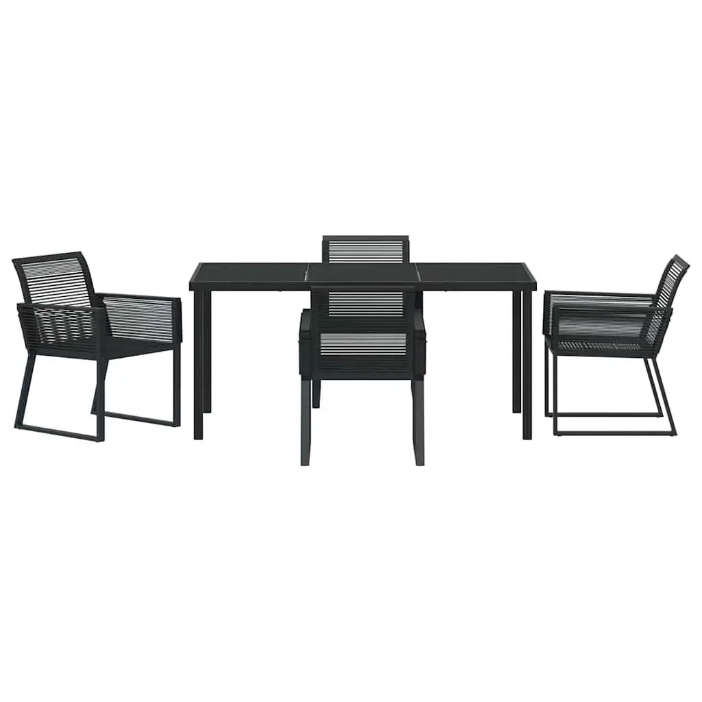 Garden Dining Set Black 5 Piece Modern Rectangular Outdoor Furniture