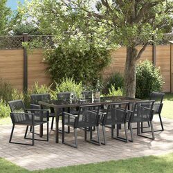 9-Piece Dining Set for Garden: Sturdy, Modern, Black