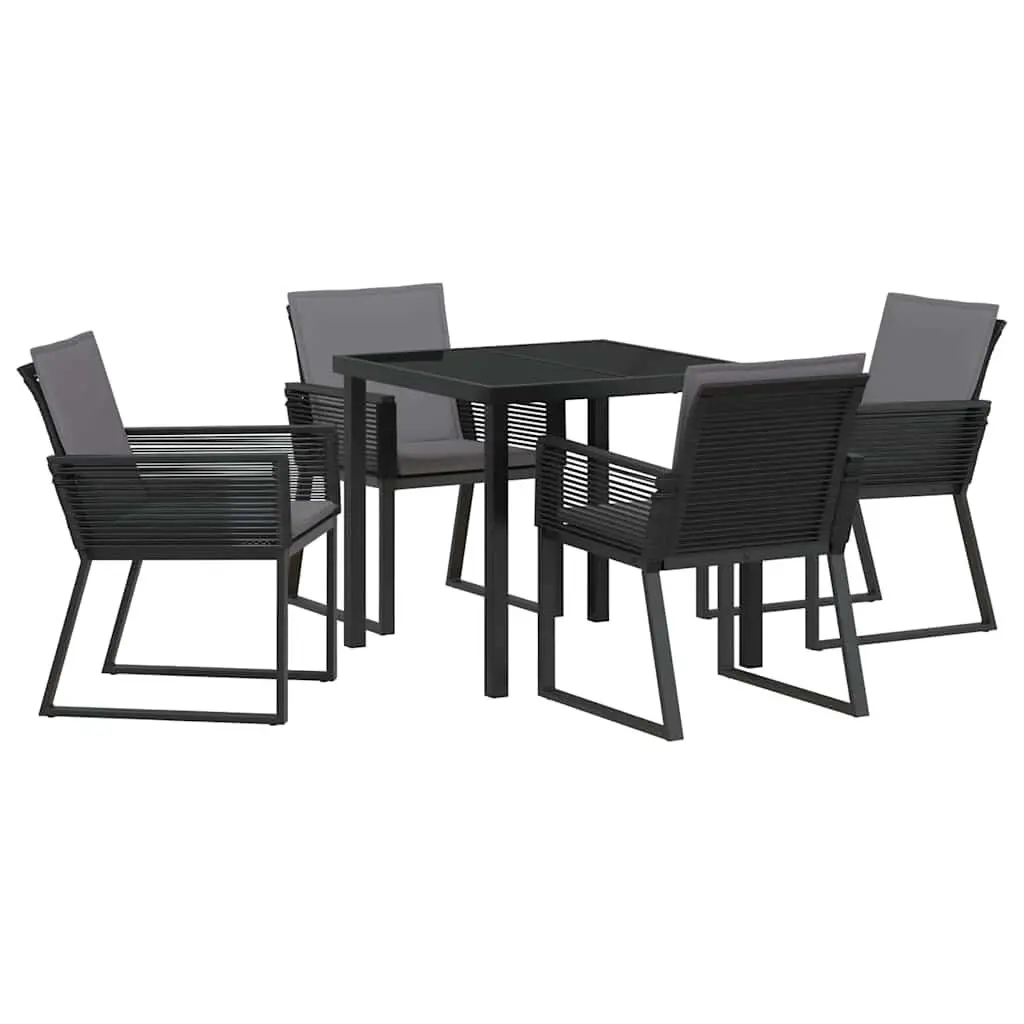 Garden Dining Set Black 5 Pieces Steel Frame Outdoor Furniture Patio Table