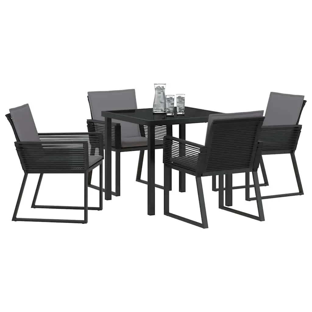Garden Dining Set Black 5 Pieces Steel Frame Outdoor Furniture Patio Table