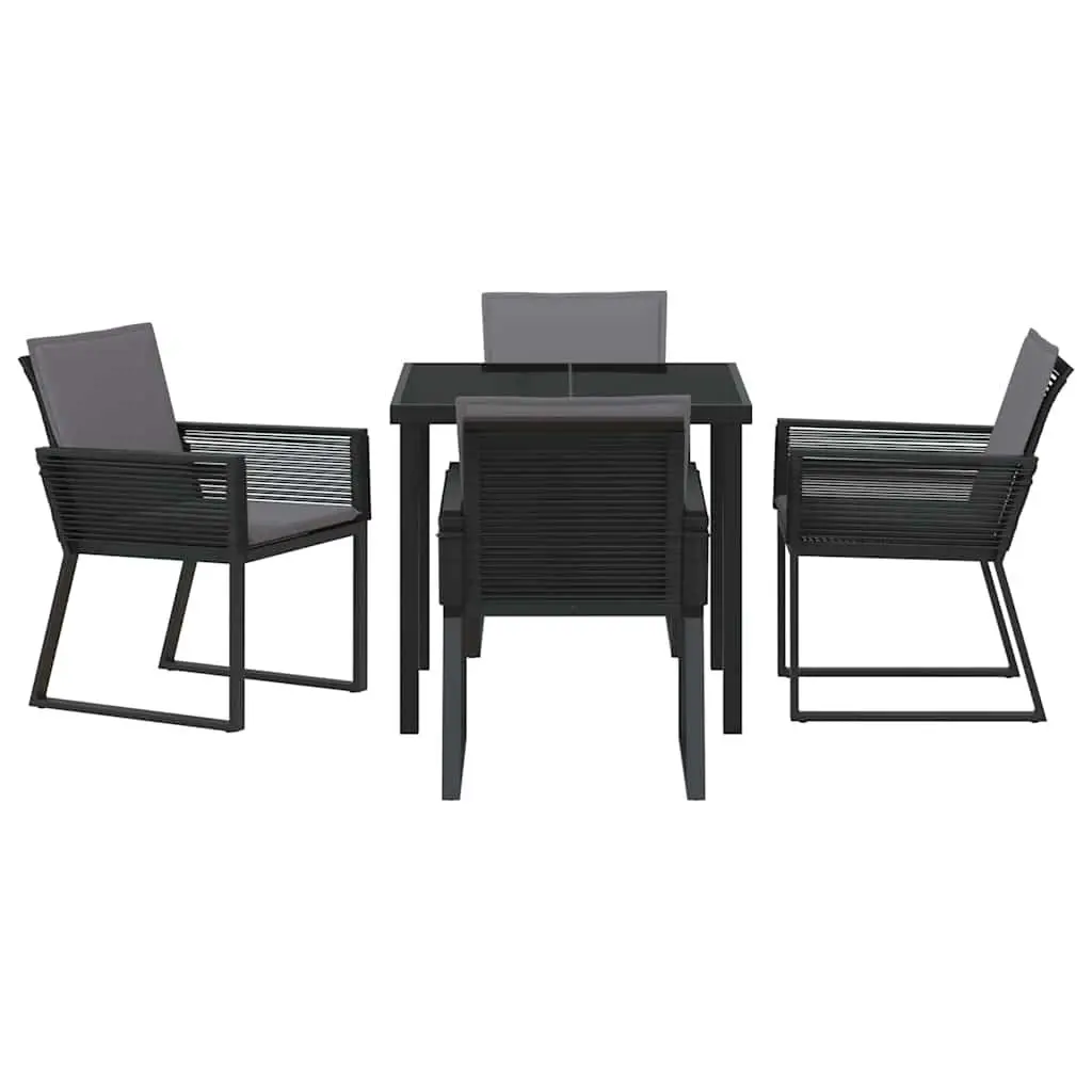 Garden Dining Set Black 5 Pieces Steel Frame Outdoor Furniture Patio Table
