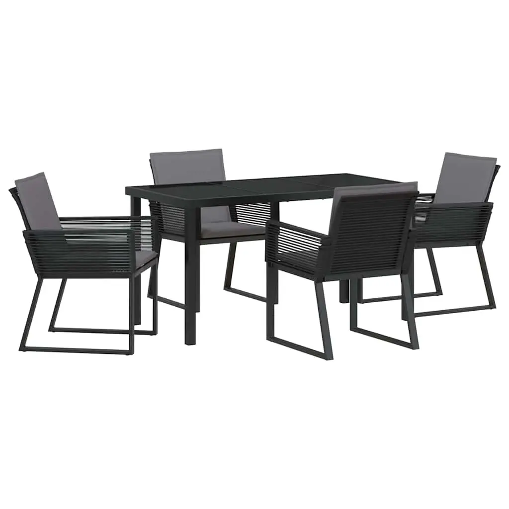 Garden Dining Set 5 Pieces Black Steel Frame Outdoor Furniture Patio Table