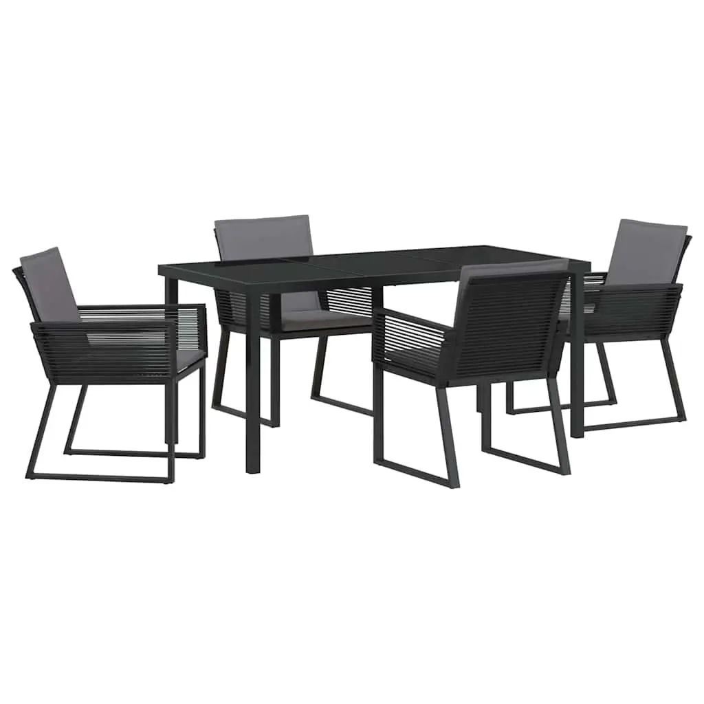 Garden Dining Set 5 Pieces Outdoor Furniture Black Steel Frame Poly Rattan
