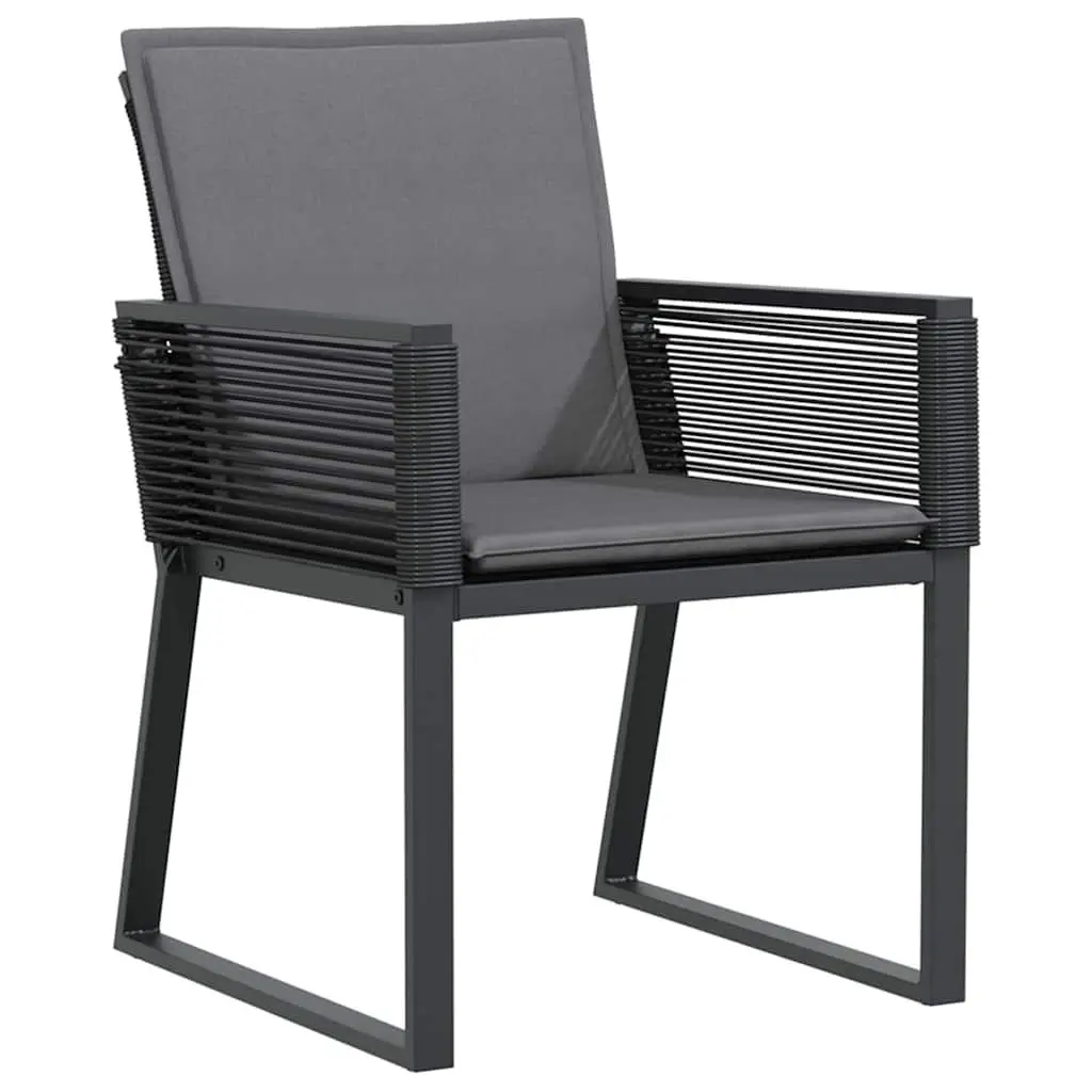 Garden Dining Set 5 Pieces Outdoor Furniture Black Steel Frame Poly Rattan