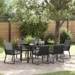 Concise 7 Piece Outdoor Dining Set with Rattan Chairs