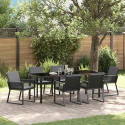 Confident Choice: 7-Piece Black Steel Dining Set