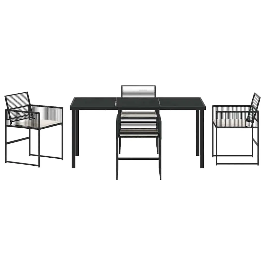 Garden Dining Set 5 Pieces Black Poly Rattan Outdoor Furniture Terrace Patio