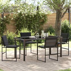 Garden Dining Set 5 Pieces Outdoor Seating Black Table Chairs Patio Furniture