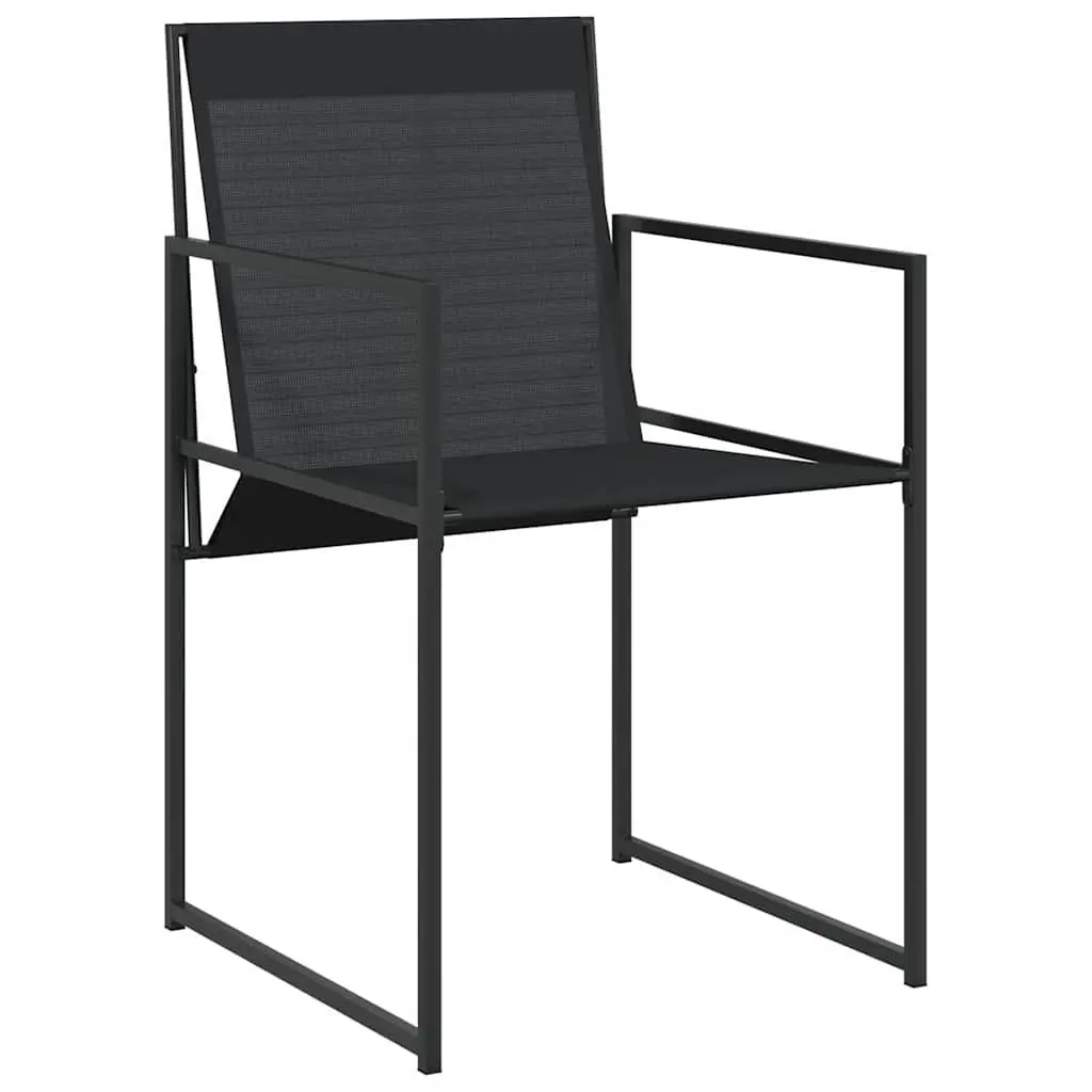 Outdoor Dining Set Black 5 Pieces Steel Textilene Chairs Table