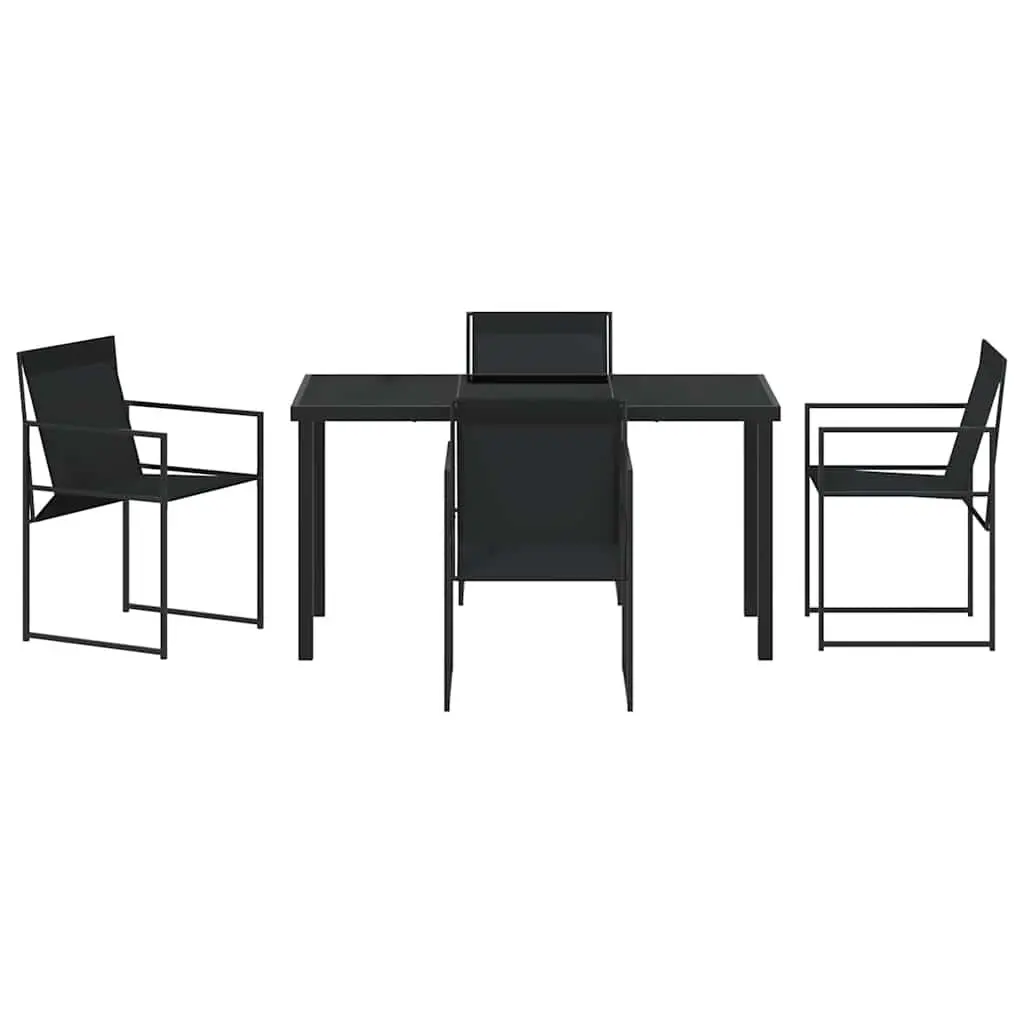 Outdoor Dining Set Black 5 Pieces Steel Textilene Chairs Table