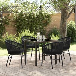 5-Piece Black Steel Dining Set for Outdoor Spaces