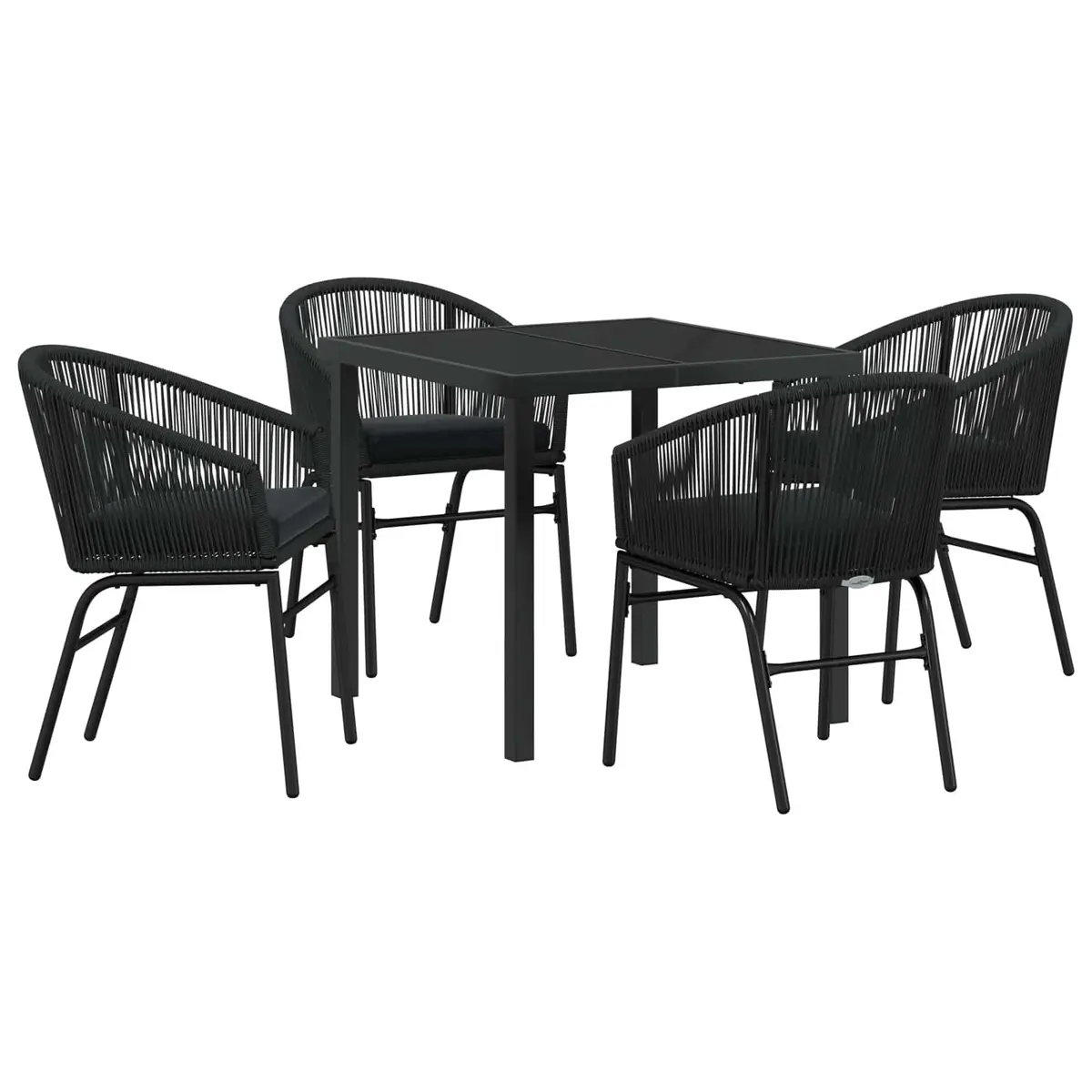 5-Piece Black Steel Dining Set for Outdoor Spaces
