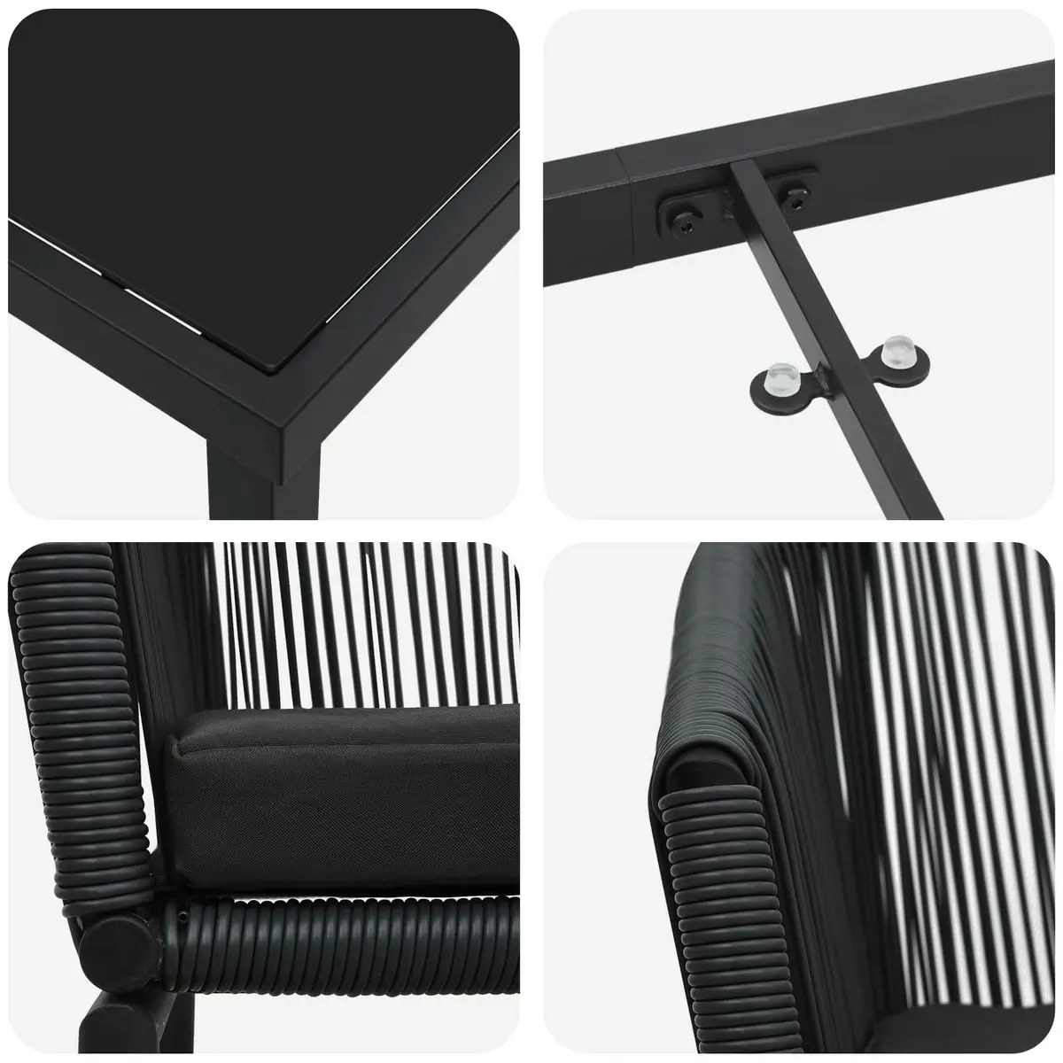5-Piece Black Steel Dining Set for Outdoor Spaces
