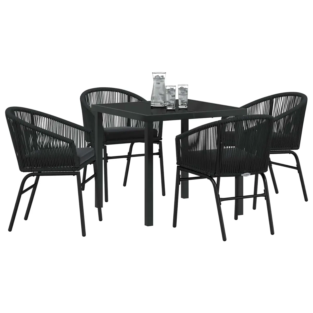 5-Piece Black Steel Dining Set for Outdoor Spaces