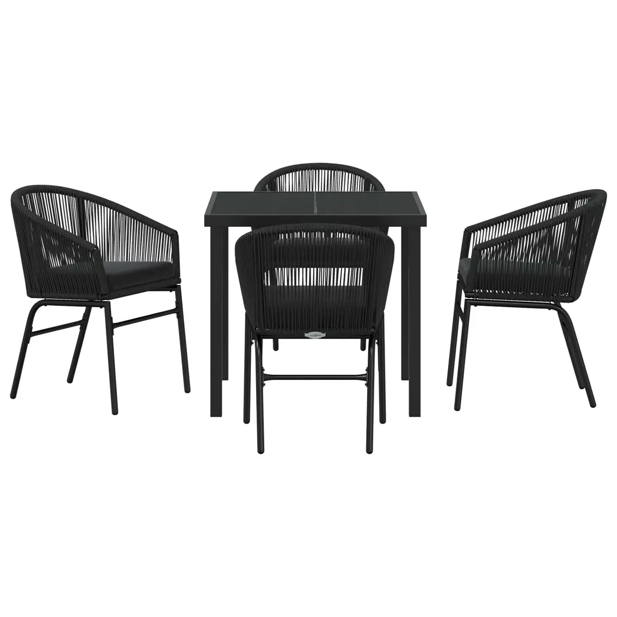 5-Piece Black Steel Dining Set for Outdoor Spaces