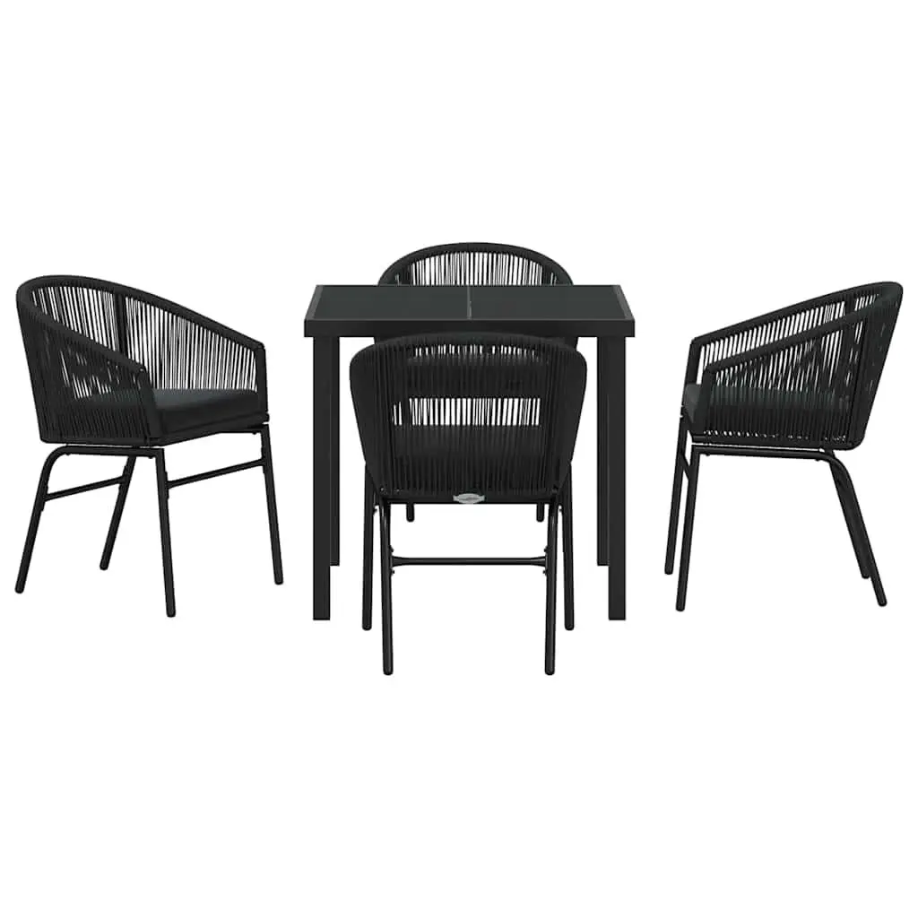 5-Piece Black Steel Dining Set for Outdoor Spaces