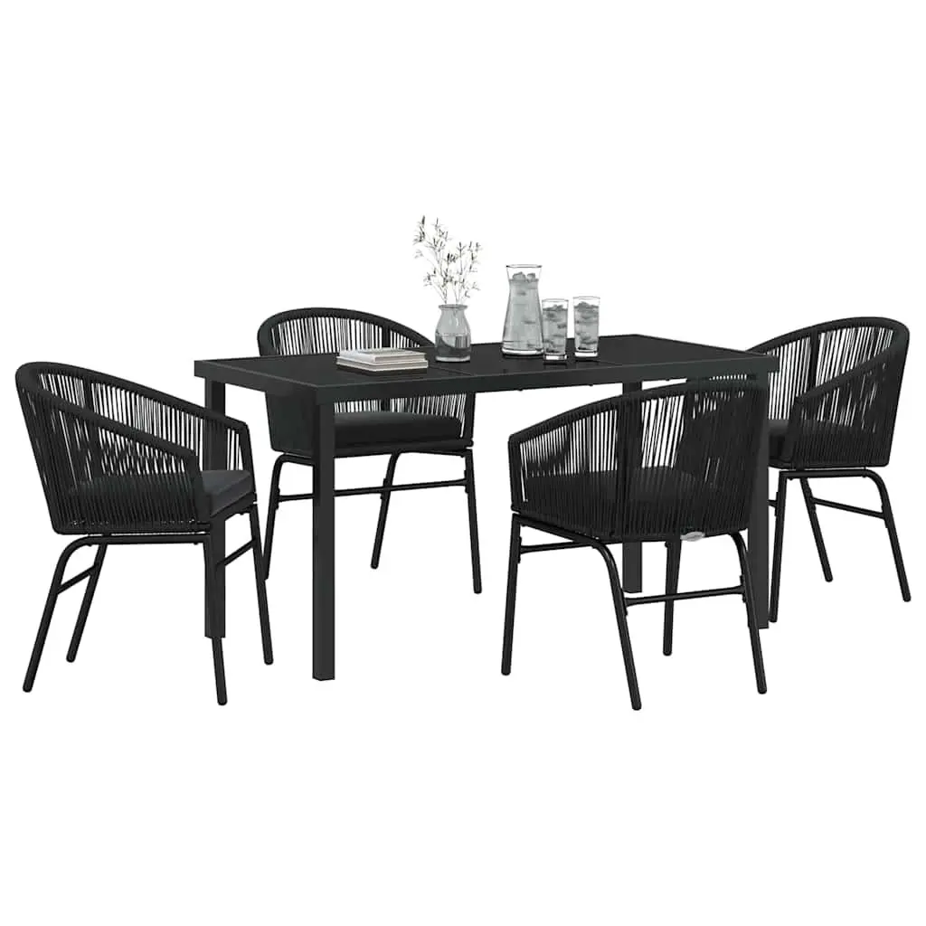 Garden Dining Set 5 Piece Black Steel Frame Outdoor Furniture Patio Dining Table