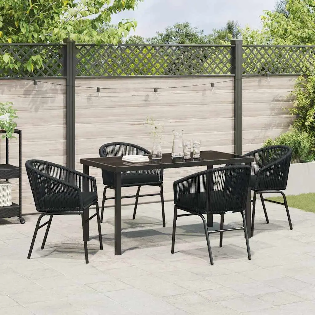 Garden Dining Set 5 Piece Black Steel Frame Outdoor Furniture Patio Dining Table