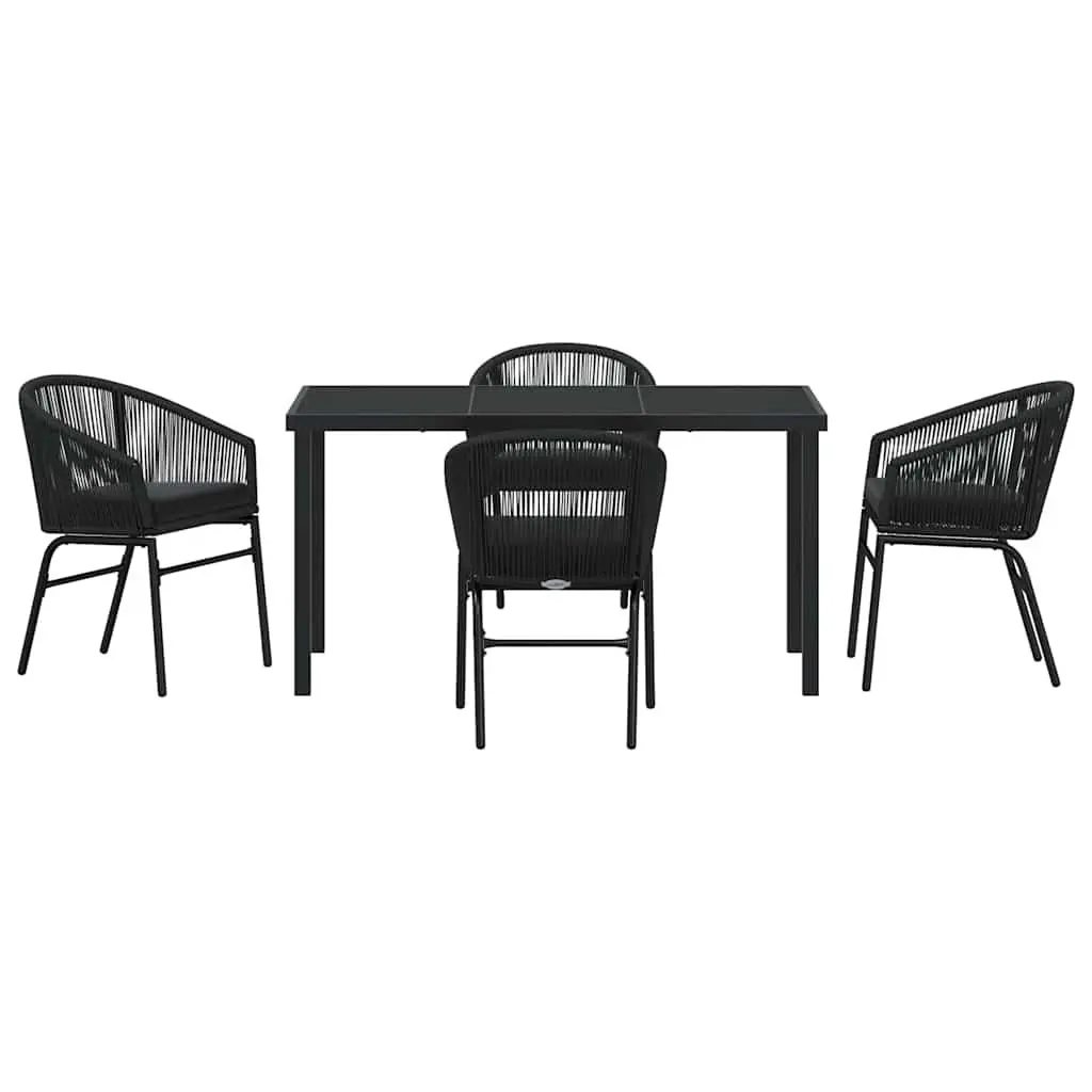 Garden Dining Set 5 Piece Black Steel Frame Outdoor Furniture Patio Dining Table