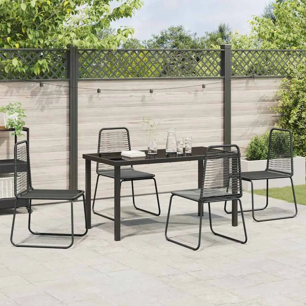 Garden Dining Set 5 pcs Black Steel Outdoor Furniture Rectangular Table Chairs