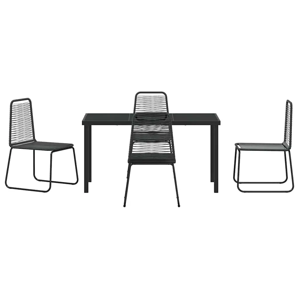 Garden Dining Set 5 pcs Black Steel Outdoor Furniture Rectangular Table Chairs