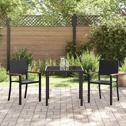 Outdoor Dining Set 3 Pieces Black Steel Frame Poly Rattan Garden Furniture