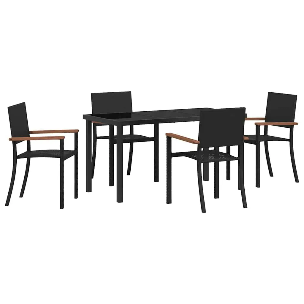 Garden Dining Set 5 Piece Outdoor Furniture Black Steel Frame Rattan Seating